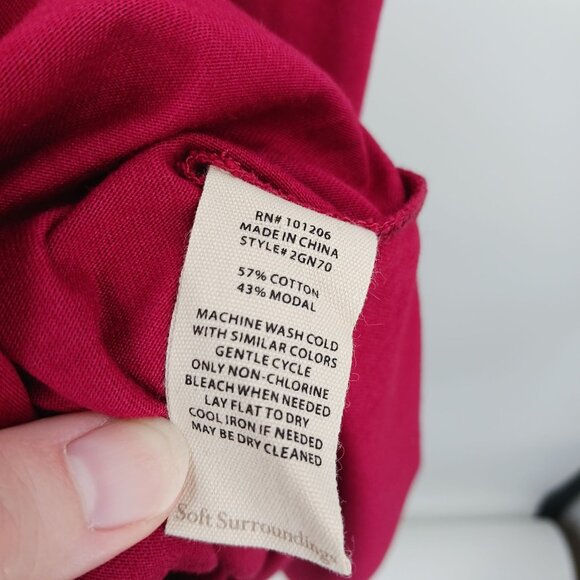 Soft Surroundings SANTIAGO Red Maxi Dress Large Cotton Modal - Picture 9 of 15